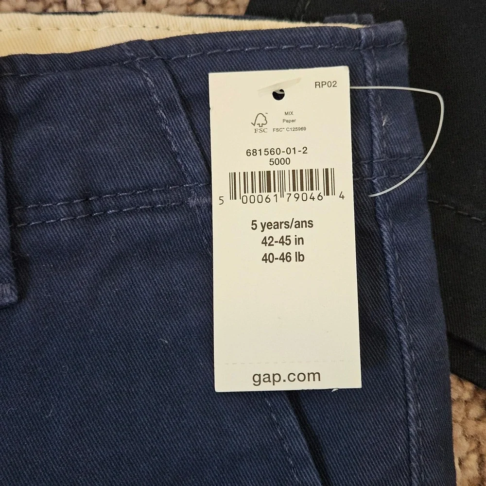 Gap Chino Shorts Kids 5 Lot of 2 Navy Blue Black‎ NEW Adjustable Waist Uniform